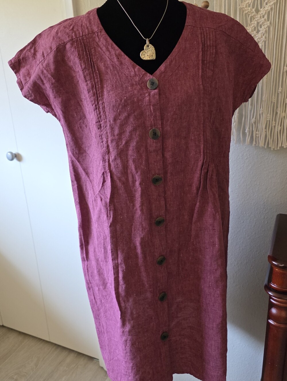 J.Jill 100% Linen Button Front Dress | Dusty Mauve | Size S - Picture 2 of 5